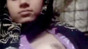Indian girl showing her small breasts and private part