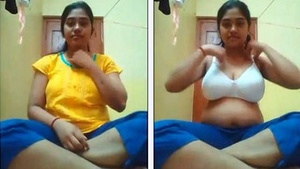 Big-breasted college student takes a selfie for her boyfriend.