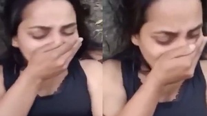 Girlfriend has sex in the jungle and shows hairy pussy and desires