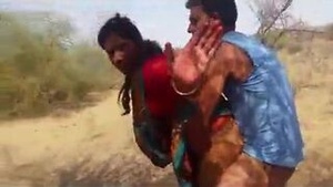 Indian housewife gets it from her husband outdoors at their villa.