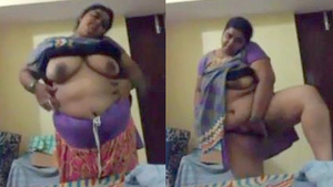 Hot aunt from India shows video call without audio.