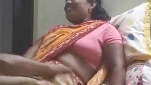Beautiful Indian woman and her lover in romantic moment.