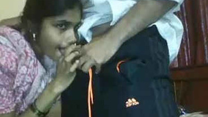 New bride suck and sucks her husband's servant as she cooks lunch.